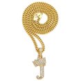 thumbnail image 2 of CBC Crown Rhinestone Studded Crown Small Initial Alphabet Letter Pendant Necklace 24" Cuban Chain Necklaces in Gold Tone (Gold - J), 2 of 4