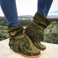 thumbnail image 4 of adviicd Womens Boots Low Heel Size 10 Fringe Fashion Women's Toe Shoes Short Round Casual Retro Boots Flat women's, 4 of 5