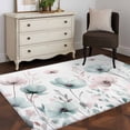 thumbnail image 3 of 2.7x5 Area Rugs, Teal Pink Spring Floral Non-Skid Rubber Backing Large Rectangle Rugs - Living Room Bedroom Home Office, Summer Botanical Watercolor Indoor Floor Mat Carpets Washable Rug, 3 of 9