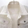 thumbnail image 3 of Doomiva Womens 3/4 Sleeve Short Denim Jacket Lapel Button Down Cropped Trucker Jean Jackets Coats White M, 3 of 6