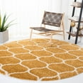 thumbnail image 2 of SAFAVIEH Hudson Arline Plush Geometric Shag Area Rug, Gold/Ivory, 7' x 7' Round, 2 of 8
