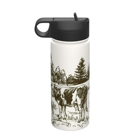 

Uemuo Cows Grazing On The Meadow Print 18oz Sports Insulated Kettle Water Bottle Outdoor Sports Bottle Insulated Hydration Bottle with Handle & Flip Straw