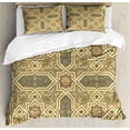 thumbnail image 1 of Ethnic Duvet Cover Set Queen Size, Oriental Composition with Middle Eastern Traditional Elements Geometric, Decorative 3 Piece Bedding Set with 2 Pillow Shams, Pale Brown Cream Dust, by Ambesonne, 1 of 2