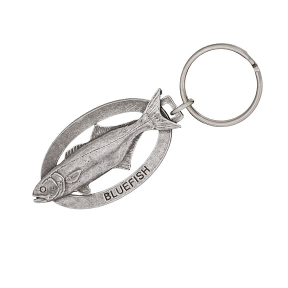 Bluefish Keychain, Saltwater Fish, S053KC, Key Fob, Key Ring, Keys, Zipper Pull, Luggage Tag, Pewter, Backpack, Over 300 Keychains Designs, Handmade in the USA