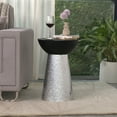 thumbnail image 3 of Modern Accent Side Table with Silver Hammered Metal Base & Matte Black Bowl Top – Decorative Round End Table for Living Room, Bedroom, or Entryway, 3 of 7