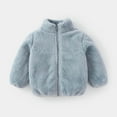 thumbnail image 2 of Dezsed Toddler Fleece Jacket Toddler Baby Grils Fleece Outwear Boys Zipper Solid-color Thick Kids Warm Coat 3-4 Years Blue, 2 of 5