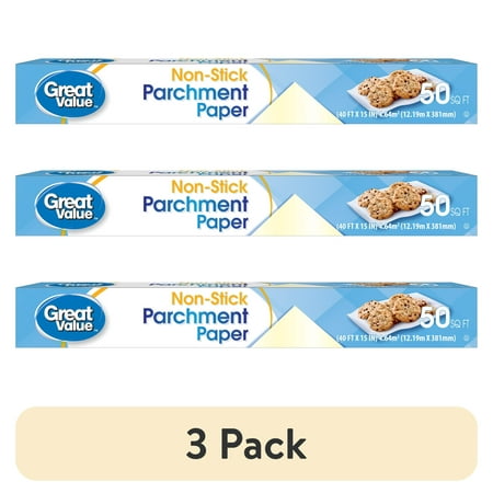 (3 pack) Great Value Non-Stick Parchment Paper 50 Sq ft