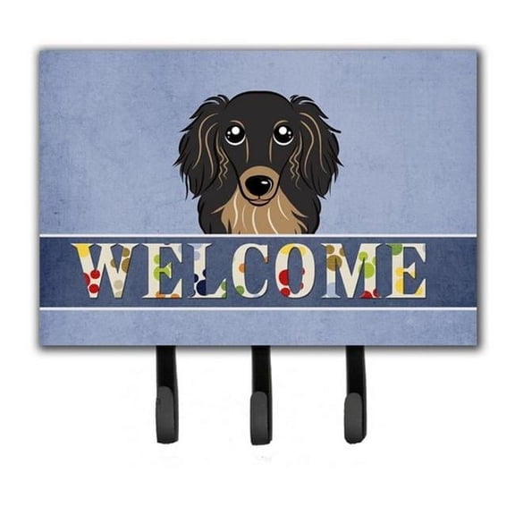Carolines Treasures BB1399TH68 Longhair Black And Tan Dachshund Welcome Leash & Key Holder