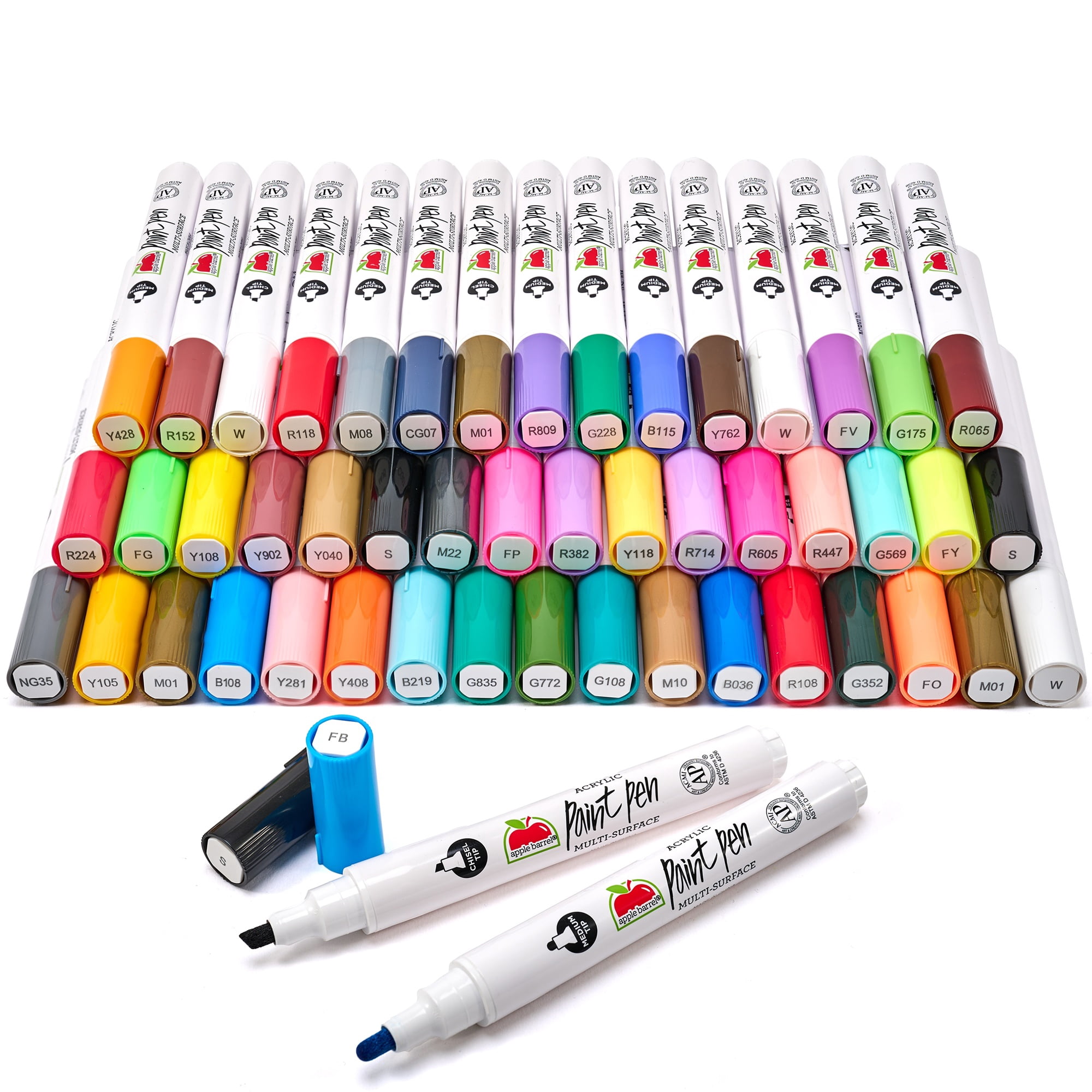 Apple Barrel Mega Multi-Surface Paint Pen Art Set, Set of 50, Multicolor