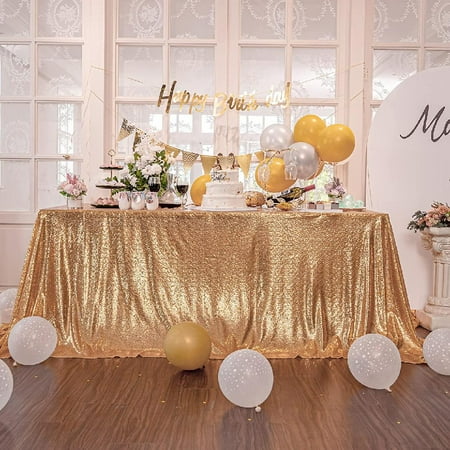 

Light Gold Sequin Tablecloth Glitter Sparkly Iridescent Shimmer for 50 X 50 Square Table Cloth Decorations for Birthday Party Halloween Decor Supplies Event Wedding Table Covers Bronze