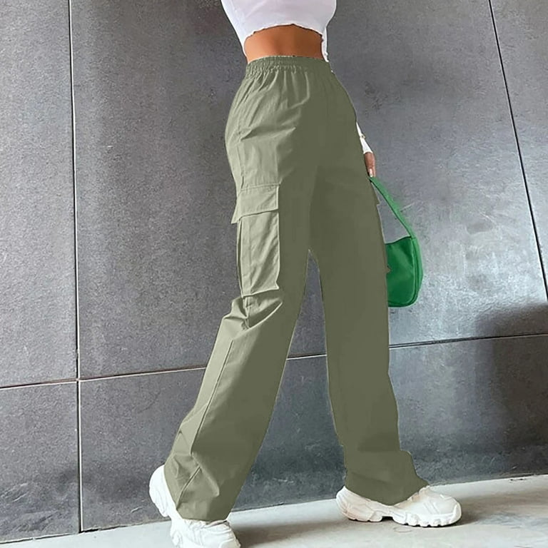 Women's Cargo Pants Cute Wide Leg Pants for Women High Waisted