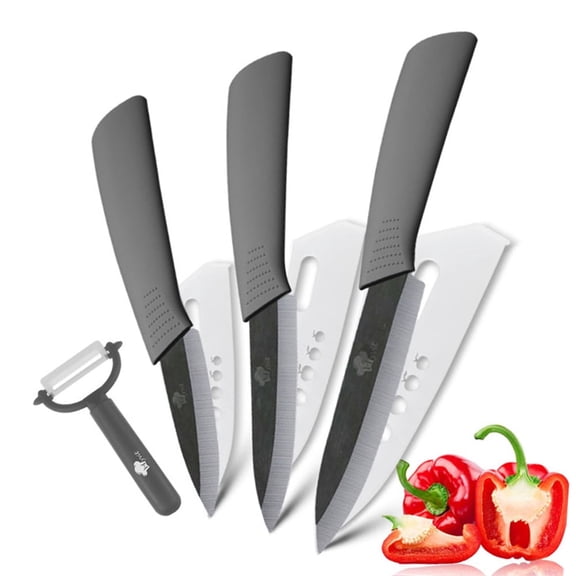 Black Ceramic Knives Sharp 5-inch Utility Knife 4-inch and 3-inch Fruit Paring Knife,Kitchen Knife for Cutting Boneless Meats, Sashimi, Fruits and Vegetables