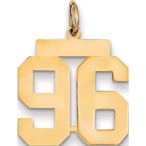 14K Yellow Gold Medium Polished Number 96 Charm Made In United States lm96