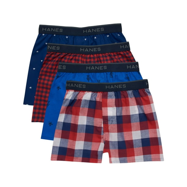Hanes Boys Ultimate Woven Boxer Brief With ComfortSoft Waistband 4-Pack, S  