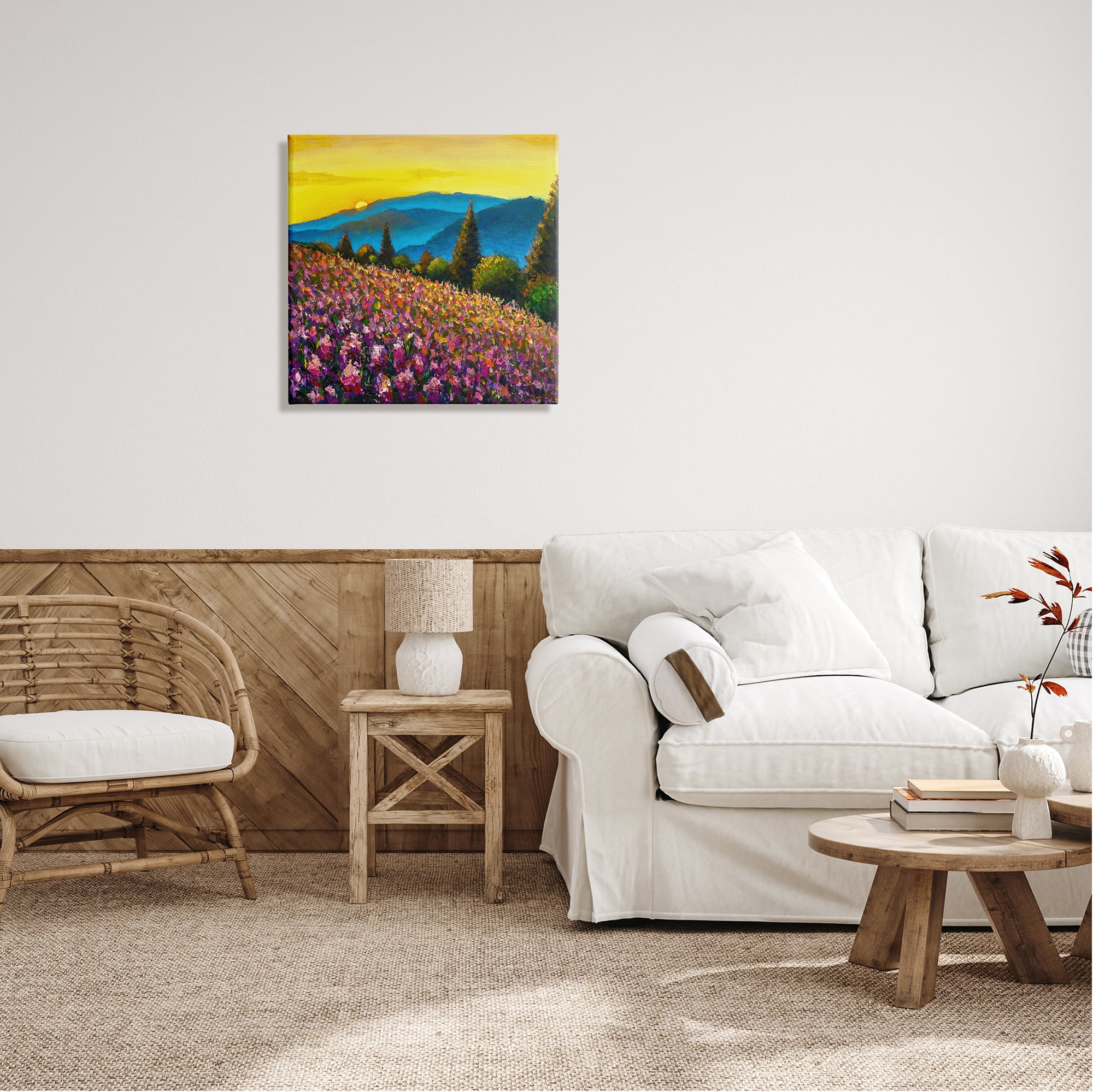 Stupell Industries Vivid Mountain Meadow Scenery Nature Painting Gallery Wrapped Canvas Print Wall Art, 24 x 24