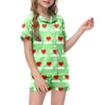 thumbnail image 1 of Children DIY Anniversary Print Pajama Set Short Sleeve Button Up Top And Shorts Set, 1 of 5