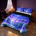 thumbnail image 3 of Homewish Natural Scene Full Size Comforter Sets, Dreaming Blue Purple Bedding Comforter Set, Black Reversible 3 Pieces, 1 Comforter and 2 Pillowcases, 3 of 6