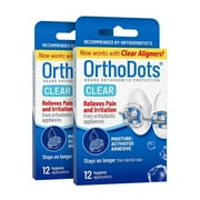 OrthoDots CLEAR (24 Count) - Moisture Activated, Silicone Dental Wax Alternative for Pain Caused by Braces. OrthoDots Stick Better & Stay on Longer than Orthodontic Wax (24 Count Clear)