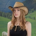 thumbnail image 4 of Jazz Hat Hollow Design Wide Brim Sun Hat Adjustable Drawstring Cowboy Hat Breathable Lightweight Summer Outdoor Hat, 4 of 8