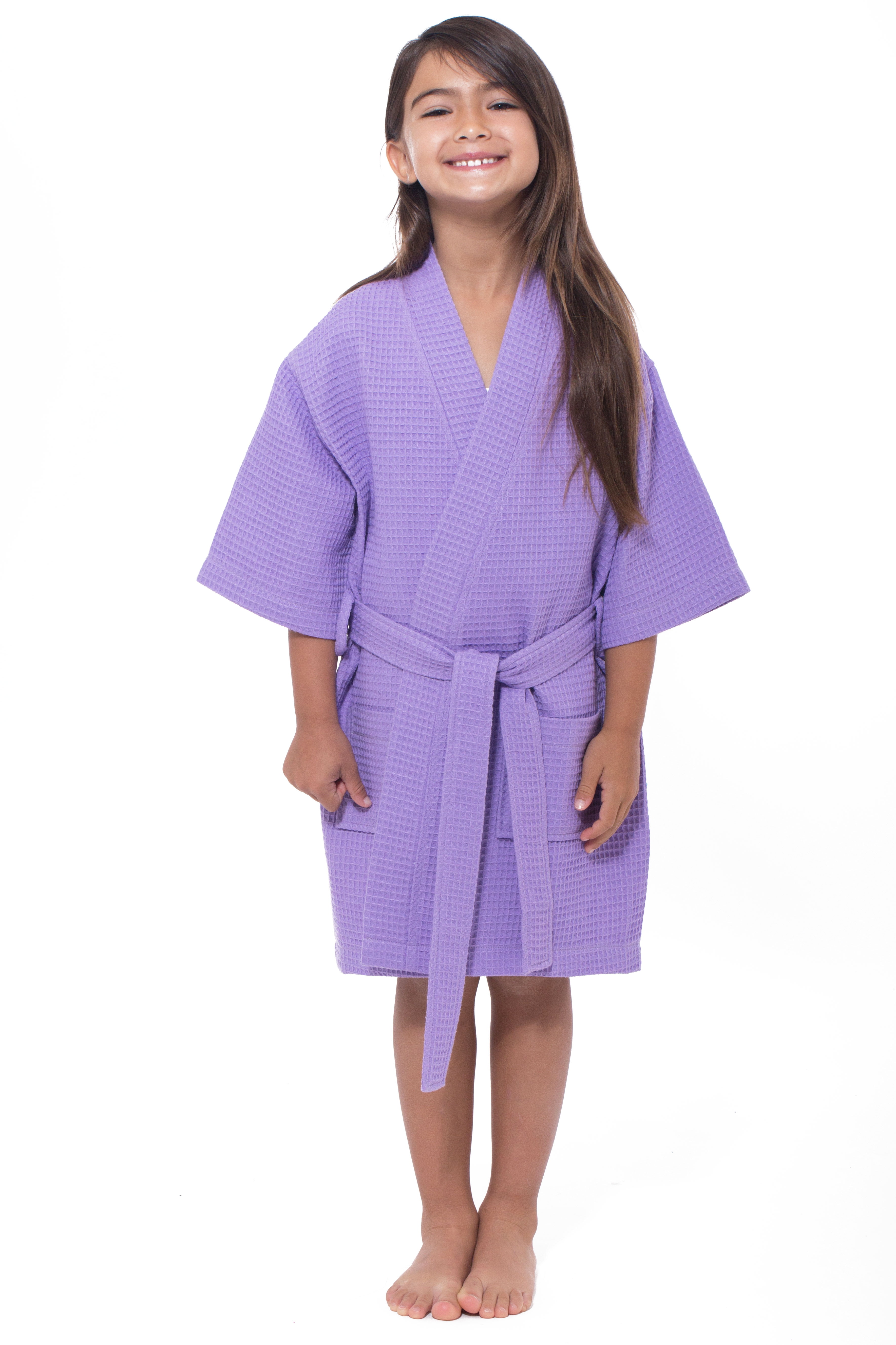 Turquaz Linen Kids Spa Party, Flower Girl Waffle Kimono Robe