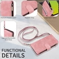 thumbnail image 6 of Wallet Case Compatible with iPhone 15, Premium PU Leather Zipper Flip Folio Wallet Magnetic Snap with Detachable Wrist Strap & Shoulder Strap Built-in Kickstand Protective Case - Pink, 6 of 6