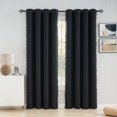 thumbnail image 5 of Flowpartex Pom Pom Energy Efficient Blackout Curtains, Set of 2 Solid Grommet Window Drapes for Kids Bedroom Living Room, Light Blocking Thermal Insulated, Black, 52"W x 95"L, 5 of 6