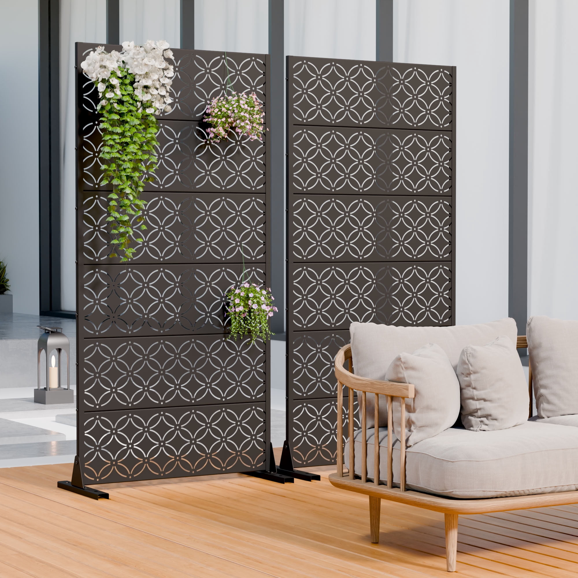 MAYEERTY 72*35in Outdoor Privacy Screen, View Blocking Metal Privacy Panel, Privacy Divider for Patio, Balcony, Backyard, Garden