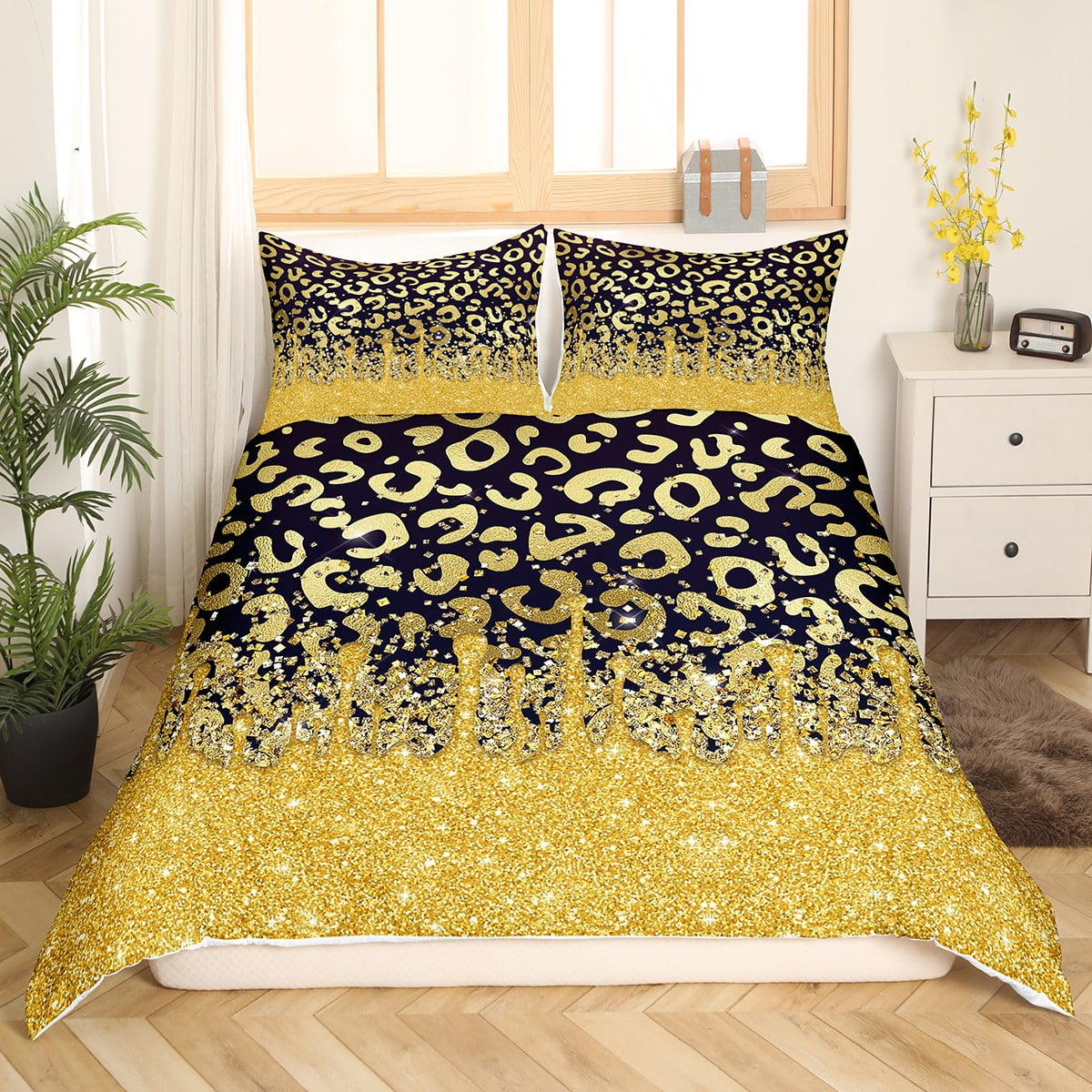 Purple Leopard Print Bedding Sets Twin Gold Butterfly Comforter