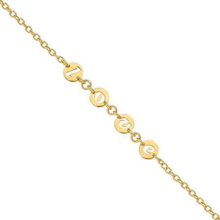 Primal Gold 14 Karat Yellow Gold Polished 7.5in Cut-out LOVE Bracelet