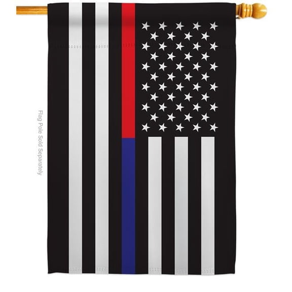Americana Home & Garden H140912-BO 28 x 40 in. US Thin Red & Blue Line House Flag with Armed Forces Service Double-Sided Decorative Horizontal Flags Decoration Banner Garden Yard Gift