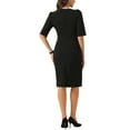 thumbnail image 3 of INSPIRE CHIC Ruched Dress for Women's Short Sleeve Business Work Dress Trendy L Black, 3 of 6