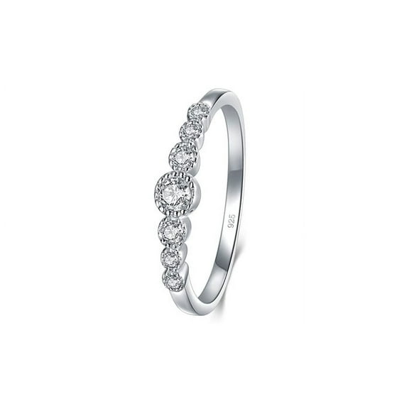 BORUO 925 Sterling Silver Ring, Cubic Zirconia CZ Eternity Engagement Wedding Band Ring Size - 8