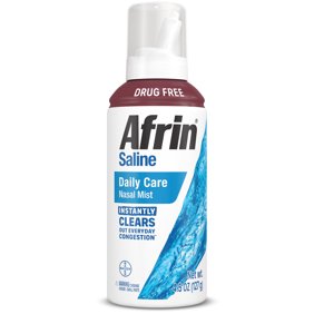 Afrin Saline Nasal Spray, 100% Drug Free, Saline Solution, Daily Care Nasal Spray for Everyday Congestion and Dry Nose, Easy Mist, 4.5 OZ