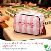 HKJUNFEI Mahjong Tile Bag with Stylish Embroidered Design Resists Dust Scratches Secure Smooth Zipper for Traveling Game Night