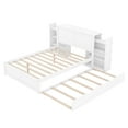 thumbnail image 5 of Euroco Full Size Wood Platform Bed with Trundle, Flexible 4-Tier Shelf in Headboard for Kids, White, 5 of 18