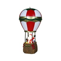 Bfogop LED Christmas Decorations Hot Air Balloon Fireplace Miniature Resin Ornaments Village Holiday Tabletop Decor Light Up Christmas Santa Claus Collectible Figurines Housewarming Gift