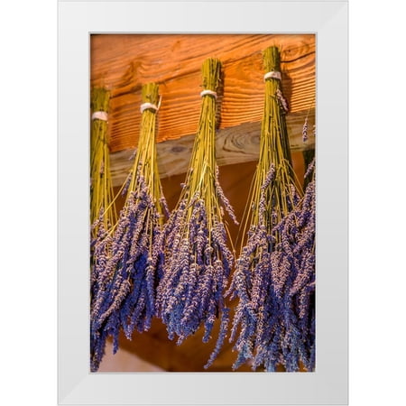 Horton, Janet 11x14 White Modern Wood Framed Museum Art Print Titled - San Juan Island-Washington State-USA Bunches of lavender hung to dry