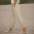 thumbnail image 2 of zaveiop Cotton Linen Pants for Women 2025 Summer Gauze Drawstring High Waisted Lounge Trouser Casual Beach Vacation Clothes (Z-Khaki, M), 2 of 6