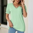 thumbnail image 5 of gakvbuo Womens Tops!Women's Casual Fashion Hollowed Out V-neck Sleeve T-shirt, 5 of 7