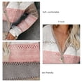 thumbnail image 4 of Suéter de punto con bloques de colores, cuello en V, hombros caídos y manga larga para otoño-invierno para mujer, color rosa, talla S, 4 of 5