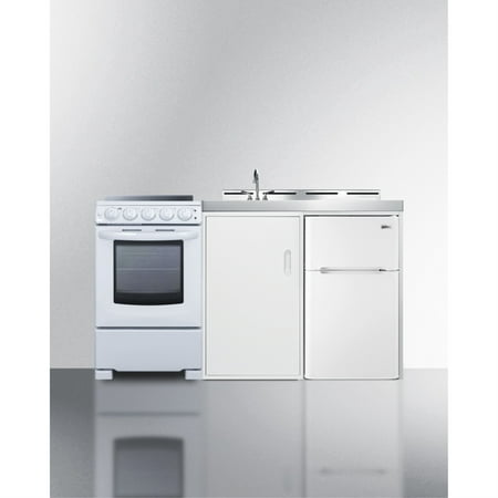 All-in-one combination kitchenette with refrigerator-freezer  sink  storage cabinet  and smooth-top range