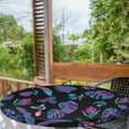 thumbnail image 2 of Ambesonne Tropical Fitted Round Tablecloth, Retro Abstract Monstera, 40"- 44" Diameter, Violet Aqua Charcoal Grey, 2 of 5