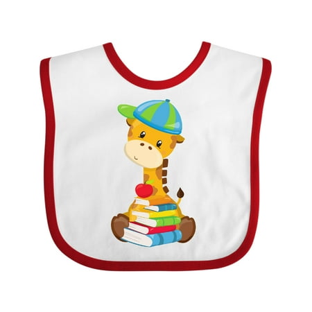 

Inktastic Cute Giraffe Giraffe Going to School Books Gift Baby Boy or Baby Girl Bib