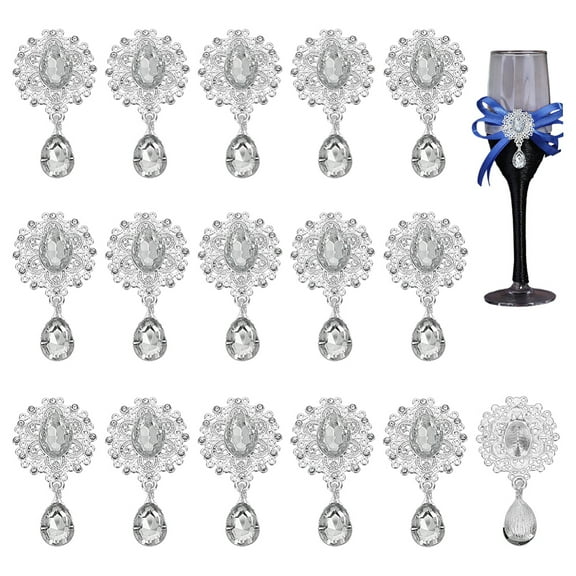 16Pcs Alloy Rhinestone Cabochons Oval & Teardrop Crystal 48x25.5x5.5mm