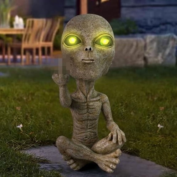 Solar Light Alien Statues Sculpture，Funny UFO Extraterrestrial Figurine for Home Garden Yard Art Outdoor Decoration.$$Garden & Patio