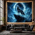 thumbnail image 6 of Howling Grey Wolf on Rocky Peak under Full Moon, Dramatic Fantasy for Wildlife Fans, Moonlit Wilderness Art, Housewarming Gift, Tapestry Wall Hanging for Bedroom and Den, 6 of 7