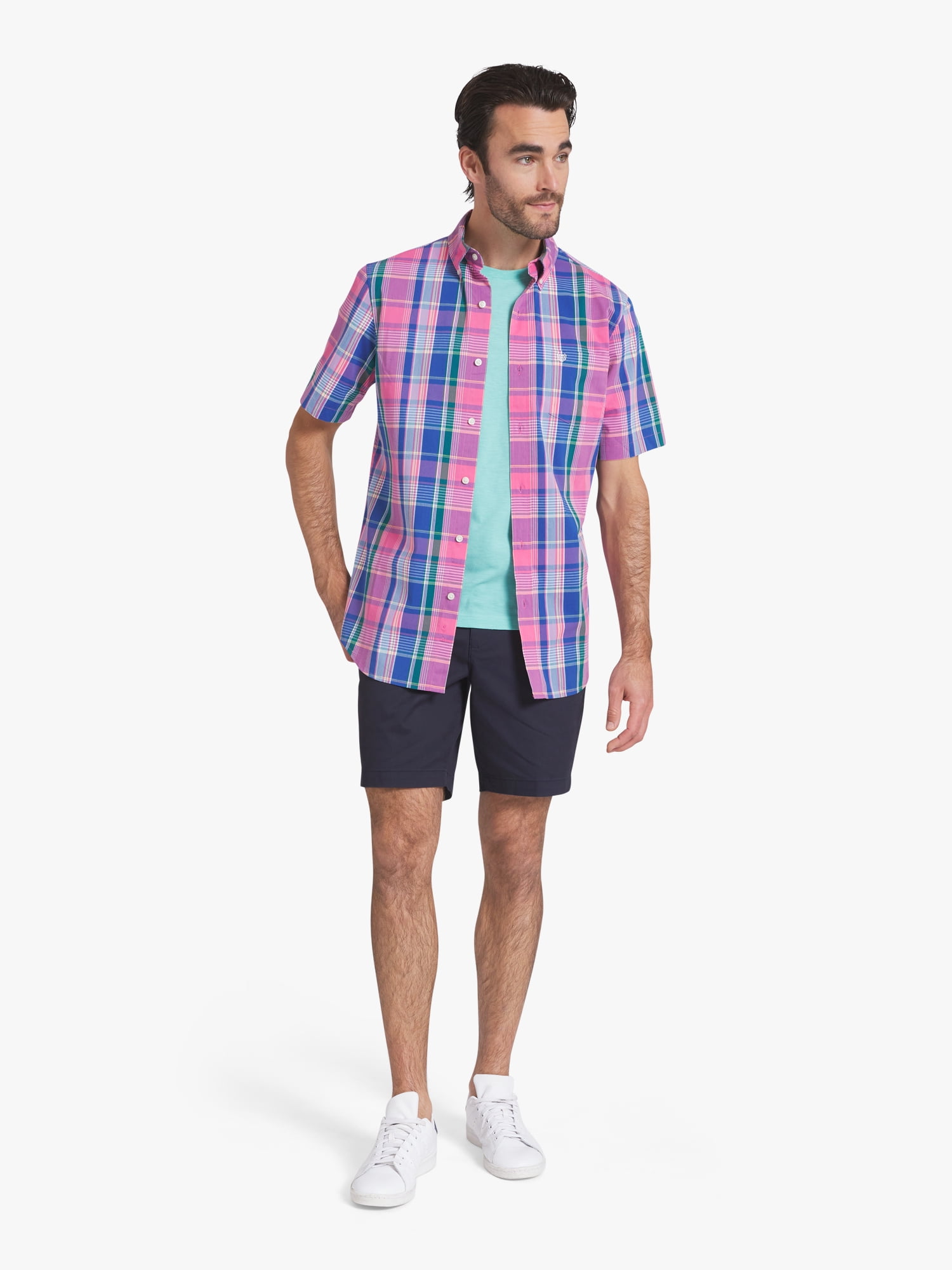 Chaps Men's & Big Men's Short Sleeve Easy Care Stretch Poplin Shirt, Sizes S-3XL