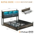 thumbnail image 3 of VanAcc King Bed Frame with 2-Tier Storage Headboard, 4 Storage Drawers and Charging Station, Grey, 3 of 9