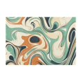 thumbnail image 2 of Toilet Rug Rectangle Bathroom Rugs Non-Slip Soft Plush Machine Washable Contour Bath Mat Teal Orange Marble 24x16, 2 of 9