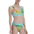 thumbnail image 2 of Daiia USA Tourist Map printed 2 piece Swimsuit Bikinis for Women High Waisted Racerback Bathing Suits Summer Tummy Control Scoop Neck Swimwear-Large, 2 of 8